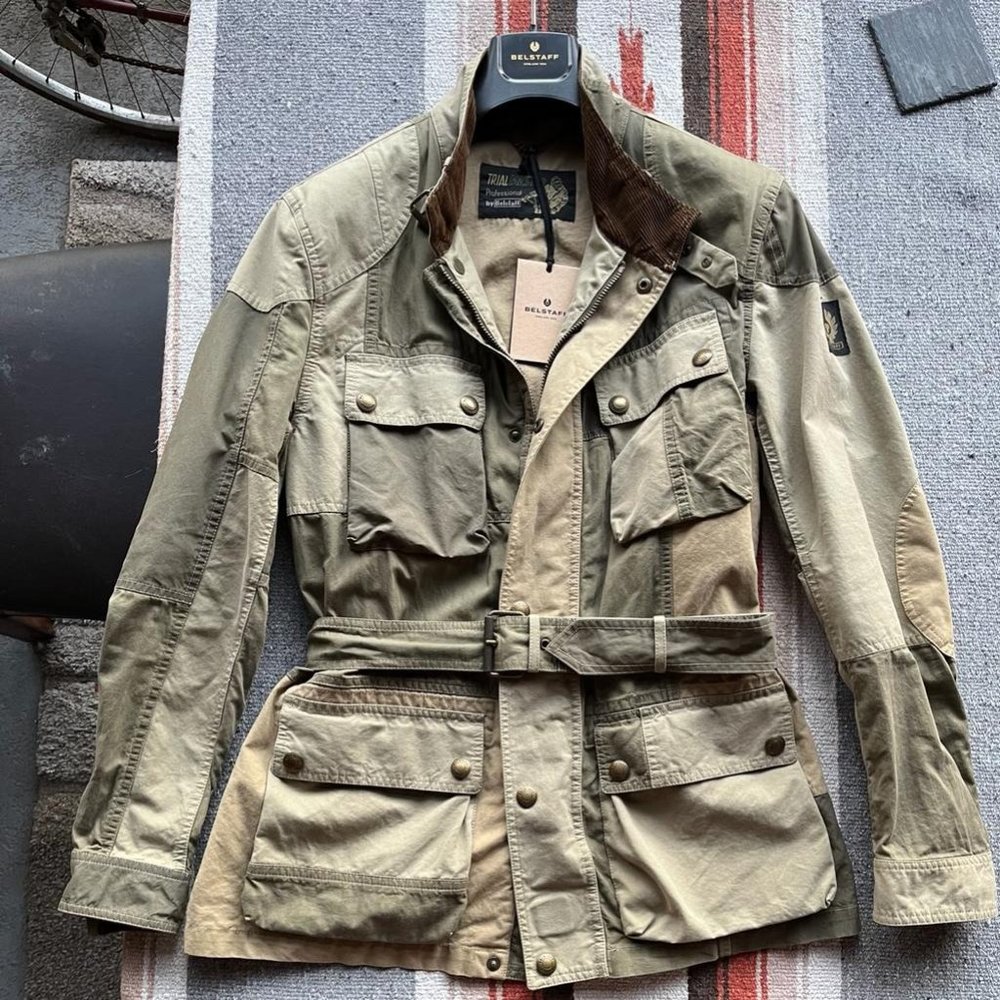 Belstaff Waxed Trialmaster Motorcycle Jacket Belted Patchwork M